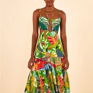Farm Rio Monstera Cut-out Maxi Dress